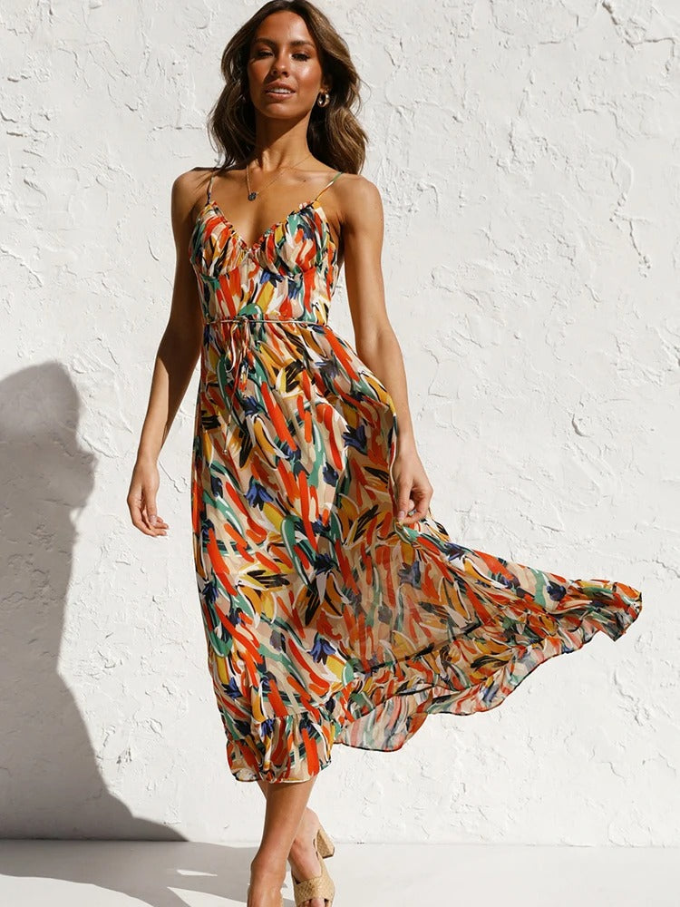 CLARA - CASUAL FLORAL PRINT LONG DRESS