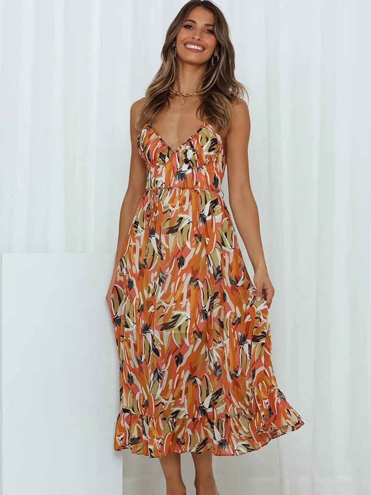 CLARA - CASUAL FLORAL PRINT LONG DRESS