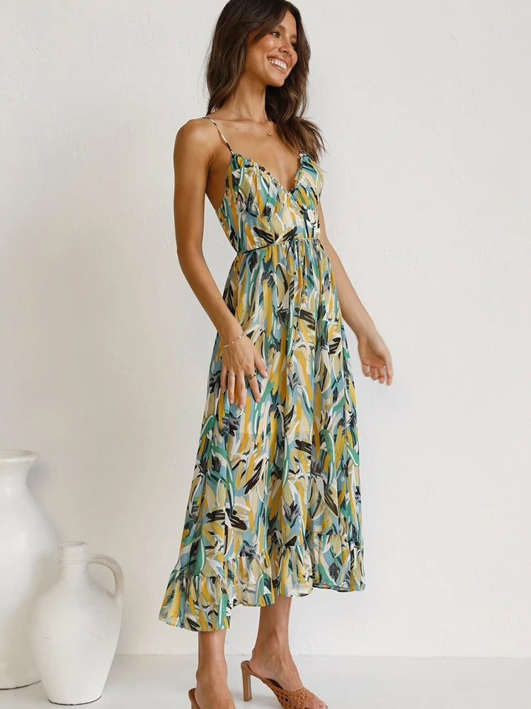 CLARA - CASUAL FLORAL PRINT LONG DRESS